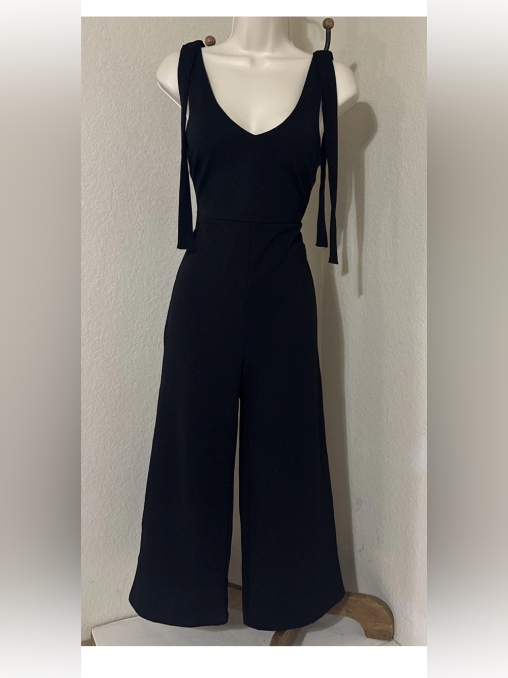 Women’s Black Culotte Jumpsuit Wide Leg Minimalist Sleek